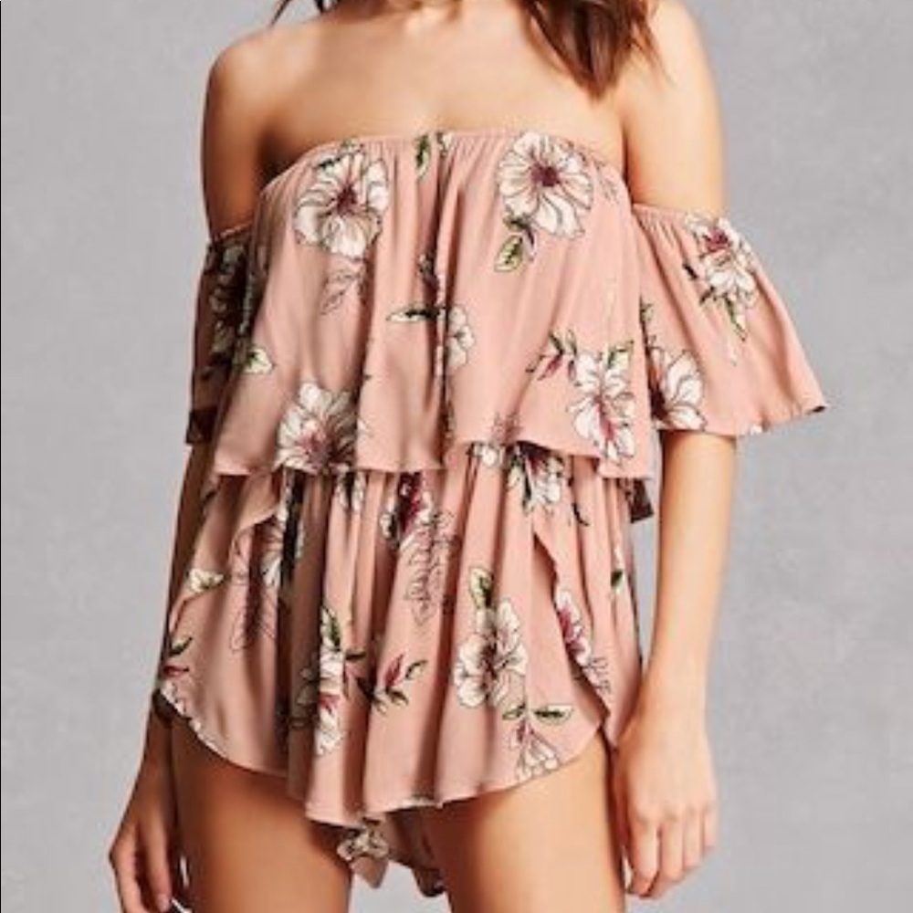 Floral Print Flounce Romper